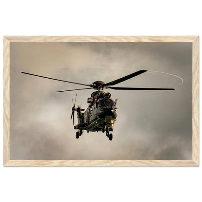 Super Puma - Poster on museum quality matte paper with wooden frame