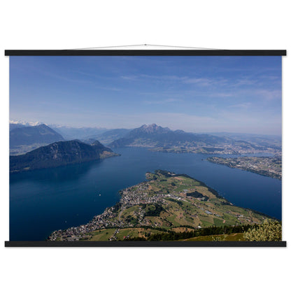 Central Switzerland Poster: Breathtaking view over Lake Lucerne Premium poster with wooden bars