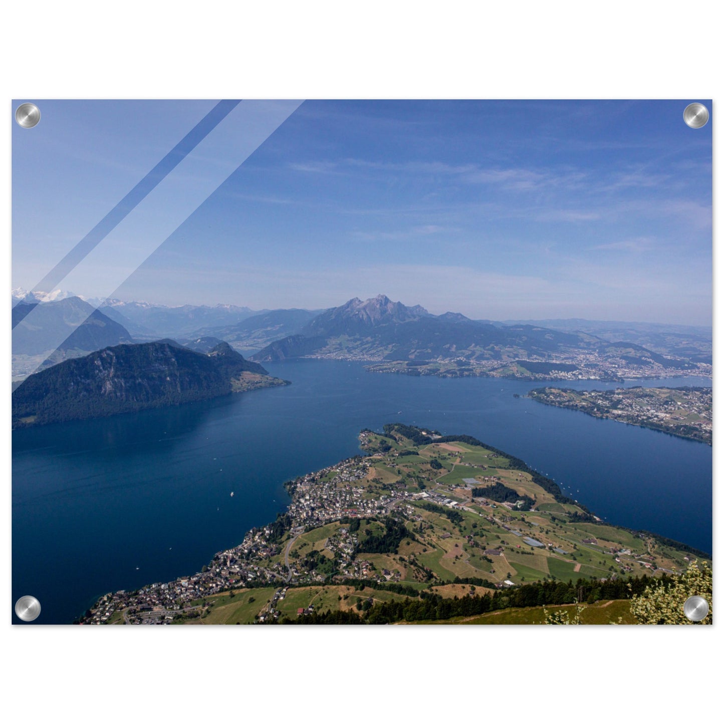 Acrylic glass print Central Switzerland: Breathtaking view over Lake Lucerne from the Rigi