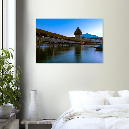 Chapel Bridge Lucerne &amp; Snowy Pilatus Forex Print