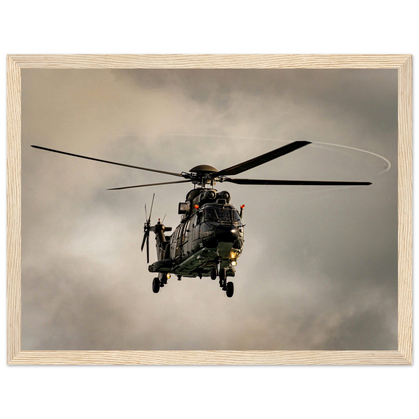 Super Puma - Poster on museum quality matte paper with wooden frame