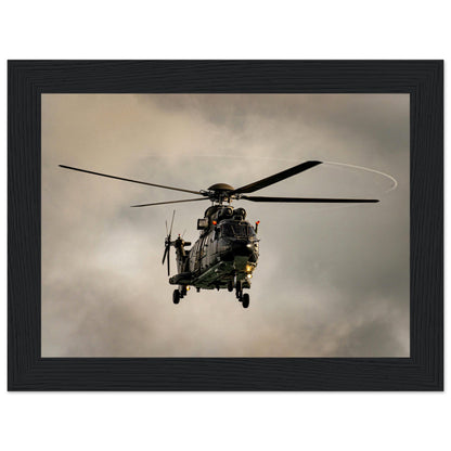 Super Puma - Poster on museum quality matte paper with wooden frame