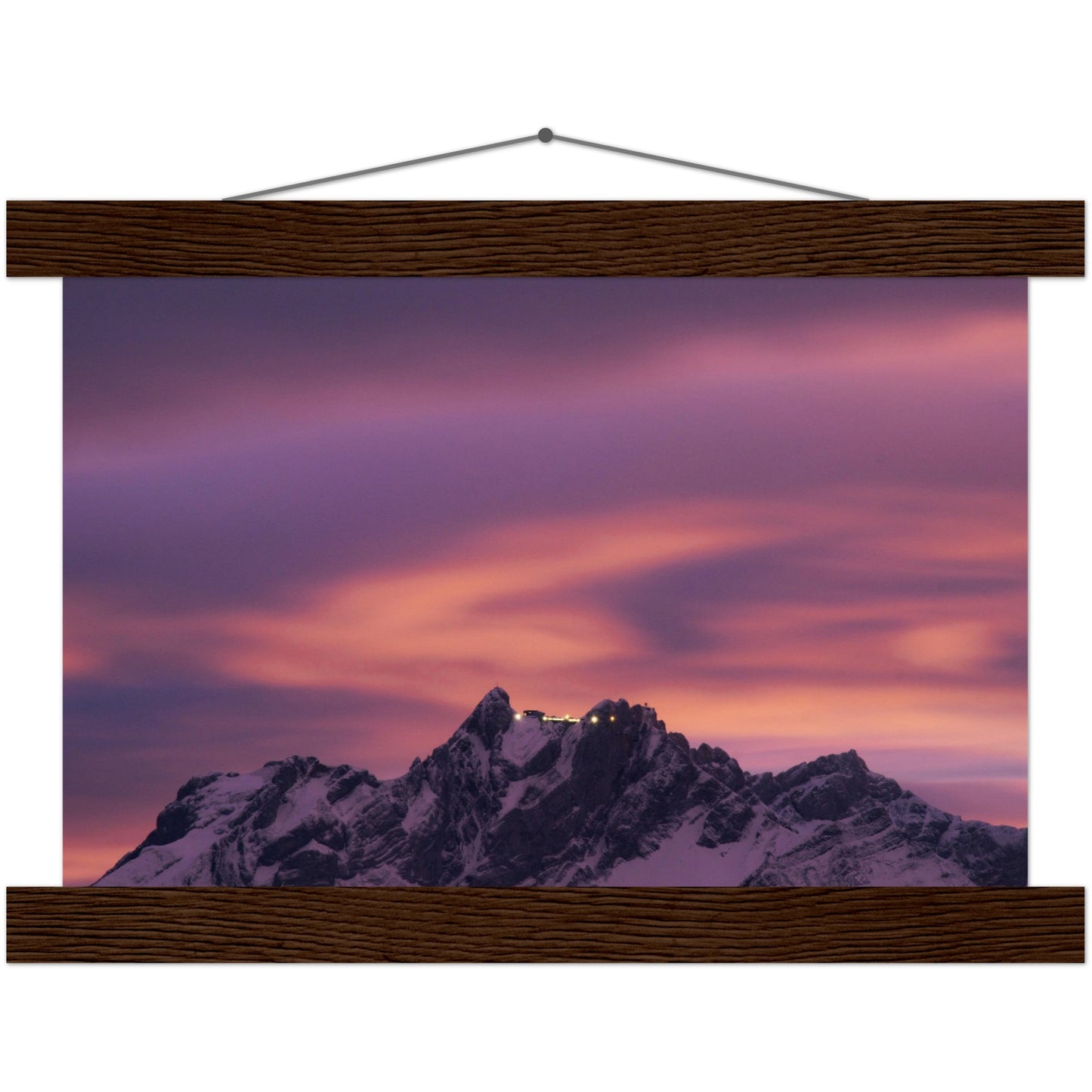 Pilatus in the evening light premium poster with wooden strips