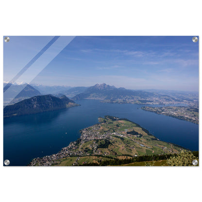 Acrylic glass print Central Switzerland: Breathtaking view over Lake Lucerne from the Rigi