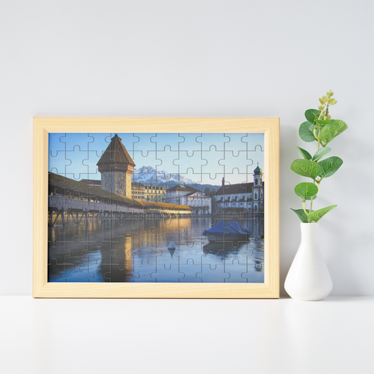 Puzzle Chapel Bridge Lucerne and Pilatus – Dusk